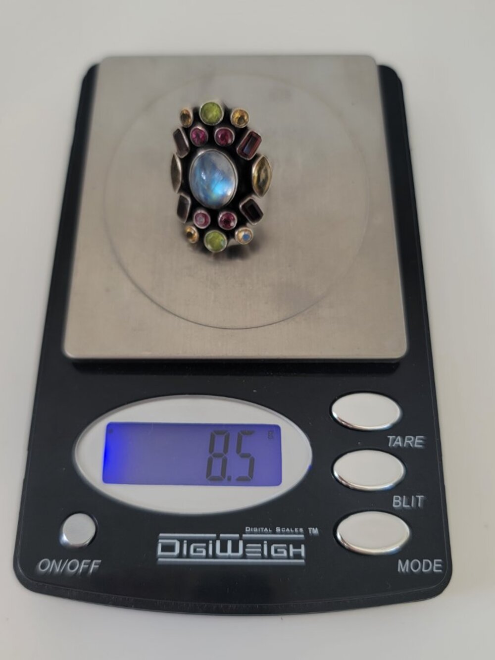 Garnet, Moonstone, Citrine, Peridot & Sterling Ring - Picture 5 of 5